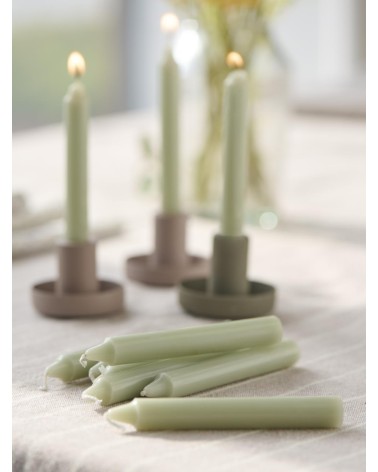 10 bougies vert clair H10cm
