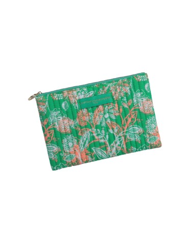 Pochette A5 matelassée insp block print - vert