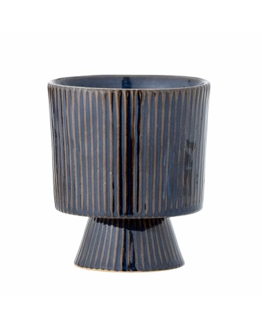 Pot à fleur AYLEEN bleu en grès D12xH12.5cm