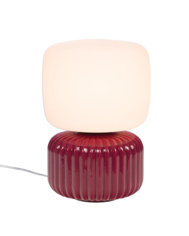 lampe céramique et verre Ninon framboise H30xdiam20cm