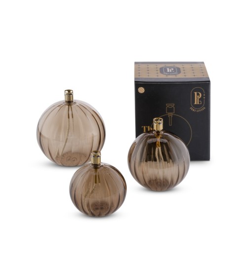 Lampe à huile ronde elegante champagne s 