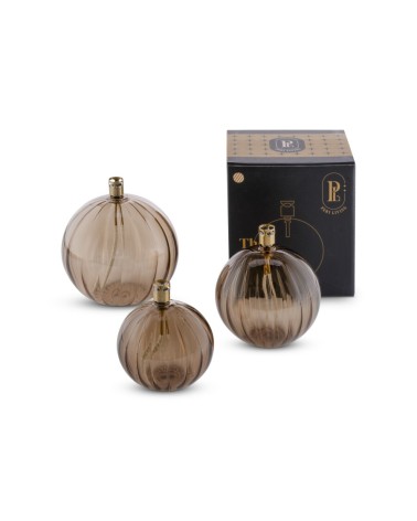 Lampe à huile ronde elegante champagne s 