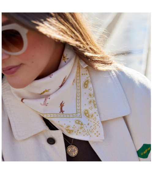 foulard 60x60 teckel ecru