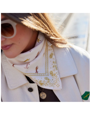 foulard 60x60 teckel ecru