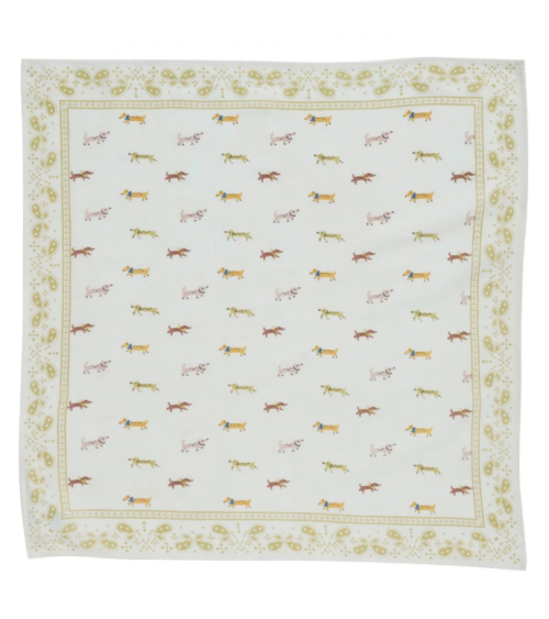 foulard 60x60 teckel ecru