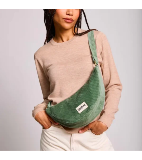 Sac demi lune ANDREA velours Vert d'eau