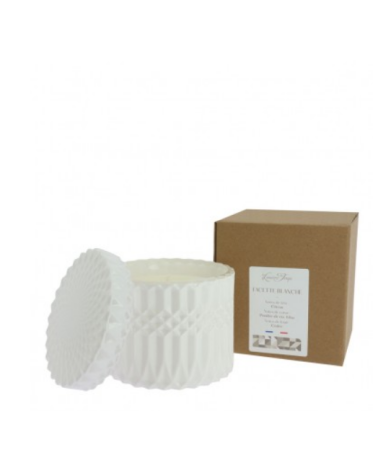 Bougie végétale 360GR facette blanc poudre de riz