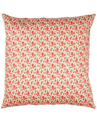 housse de coussion beige, red and pink flower