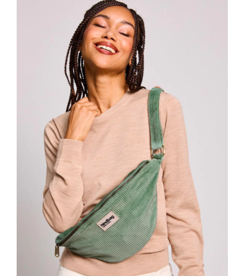 Sac Banane SASHA velours Vert d'eau L40xl16xP9.5cm