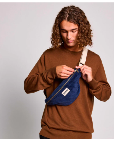 Sac banane OLIVIA velours Marine