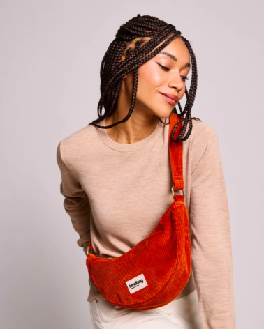 Sac demi lune ANDREA velours Brique