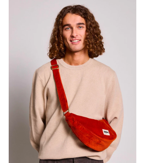 Sac demi lune ANDREA velours Brique