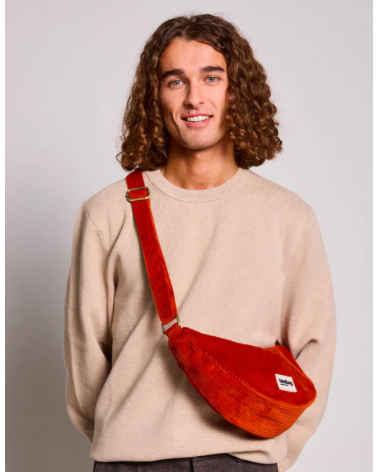 Sac demi lune ANDREA velours Brique