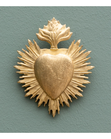 Ex-voto coeur résine dorée