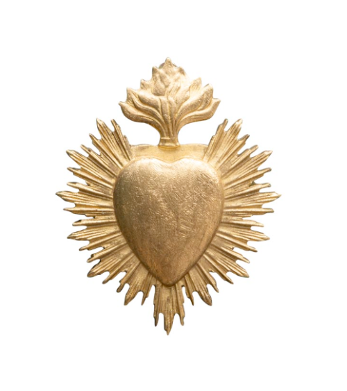 Ex-voto coeur résine dorée
