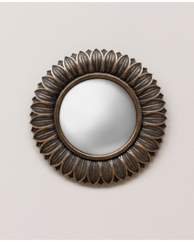 Petit miroir convexe feuilles bronze