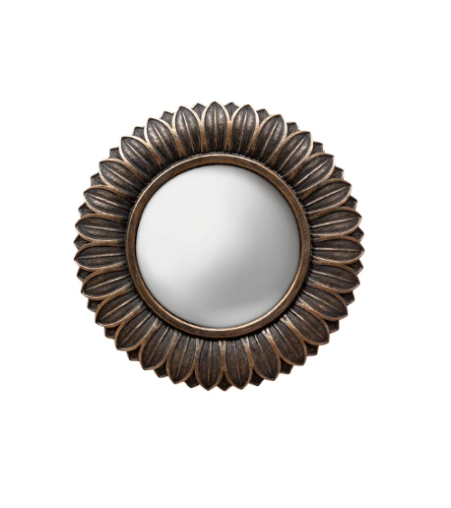 Petit miroir convexe feuilles bronze