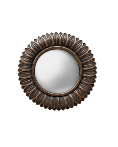 Petit miroir convexe feuilles bronze