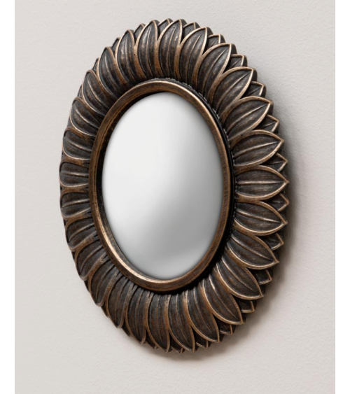 Petit miroir convexe feuilles bronze