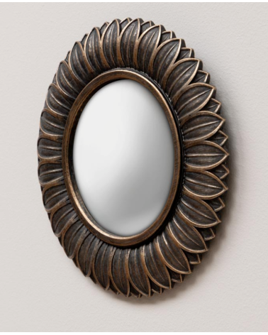 Petit miroir convexe feuilles bronze