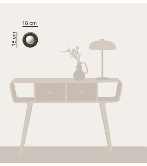 Petit miroir convexe feuilles bronze