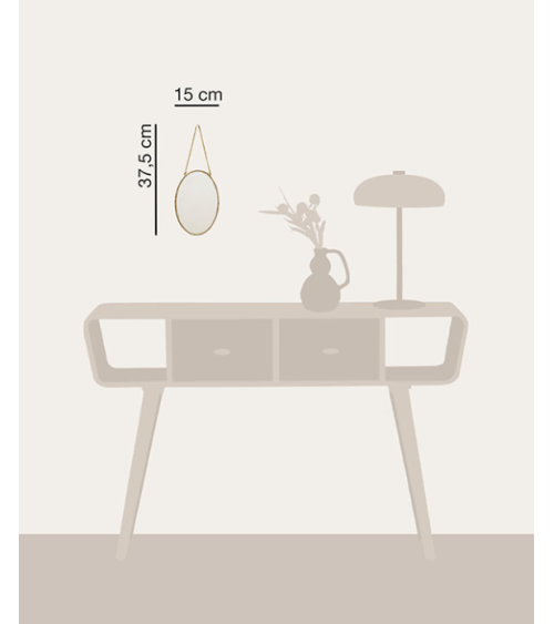 Miroir ovale festonné à suspendre