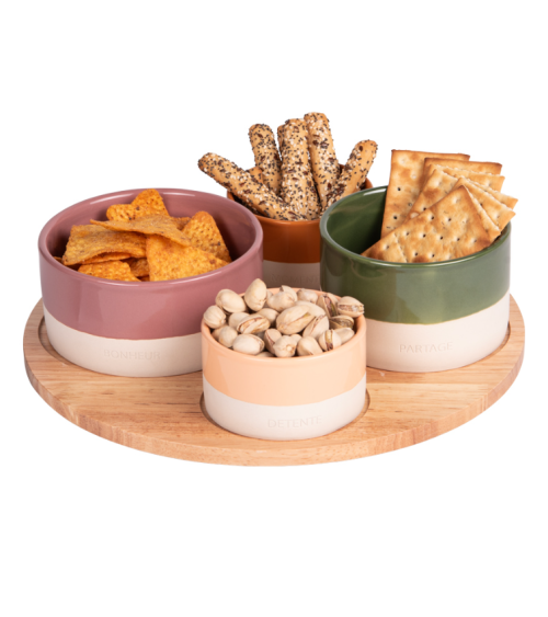 Plateau apéro tournant 4 couleurs