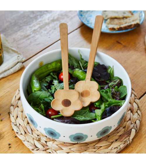 Couvert à salade bambou fleur