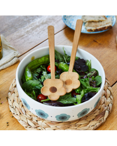 Couvert à salade bambou fleur