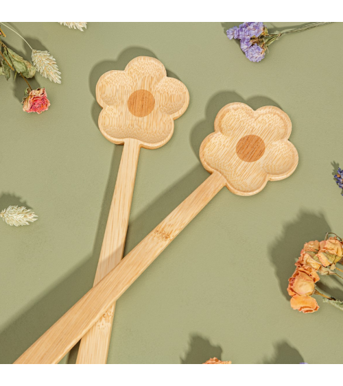 Couvert à salade bambou fleur