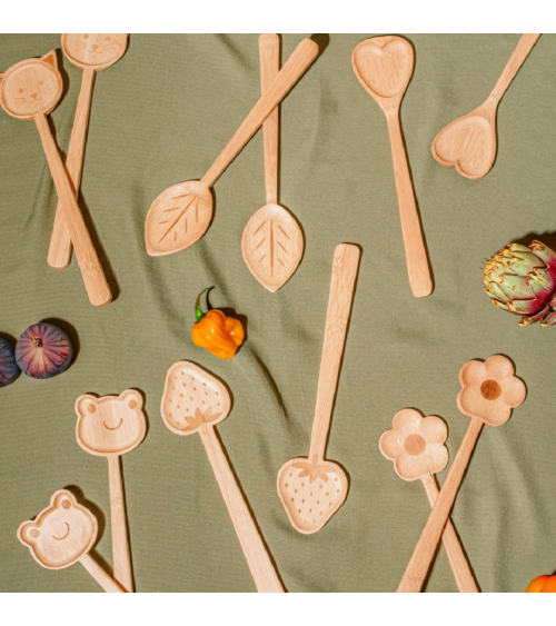 Couvert à salade bambou fleur