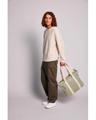 Sac Week-end cabas JEAN vert argile L60xh38xP16cm