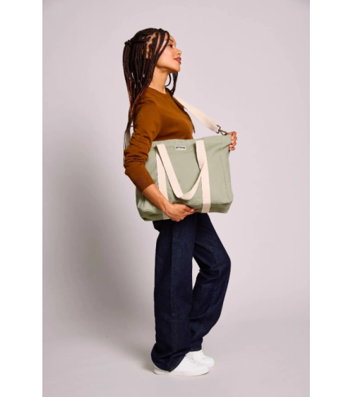 Sac Week-end cabas JEAN vert argile L60xh38xP16cm