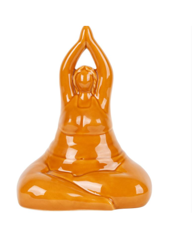 Statue Yoga moutarde 16x13xH21.5cm