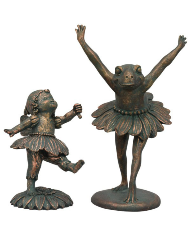 Grenouille + fille polyrésine