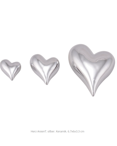 Coeur "argenté" 6.7x6x3.3cm