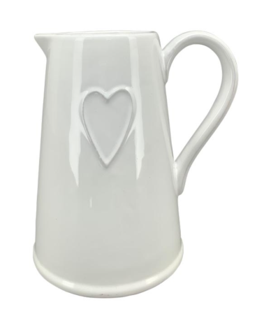 Pichet blanc coeur 13.6xH20cm