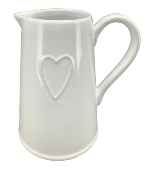 Pichet blanc coeur 13.6xH20cm