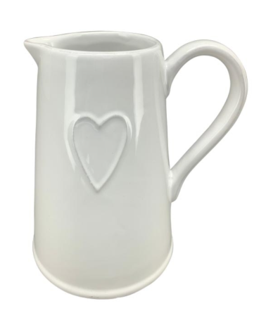 Pichet blanc coeur 13.6xH20cm