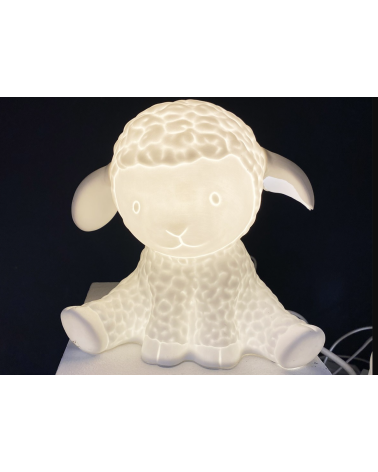 Lampe mouton porcelaine H19