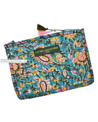 Pochette A5 block print india-100