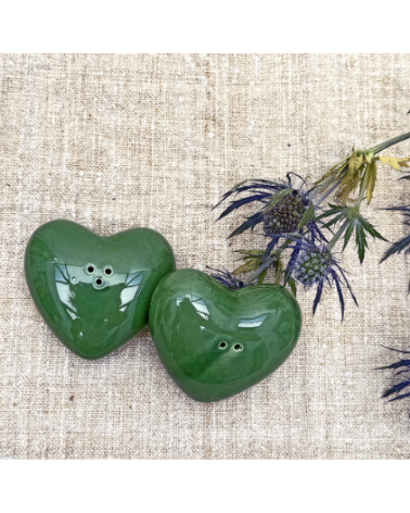 Set sel et poivre coeur vert