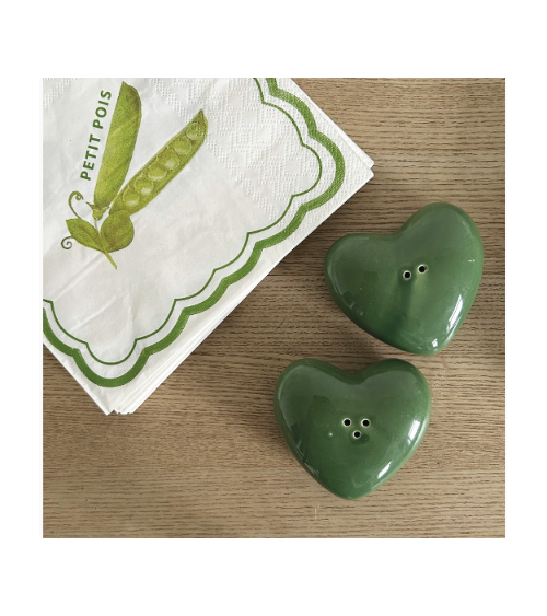Set sel et poivre coeur vert