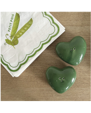 Set sel et poivre coeur vert